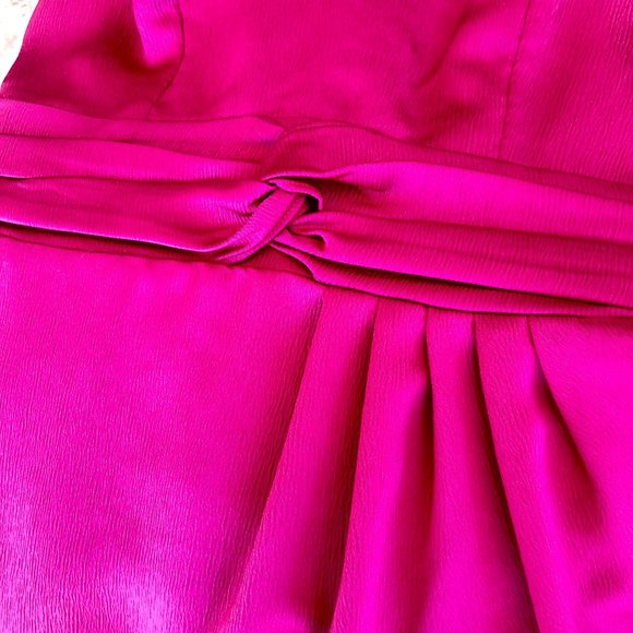 Express Pink Twist Front Knot Wrap Silk Hi-Lo CocktailDress Summer Wedding Guest - Picture 12 of 12